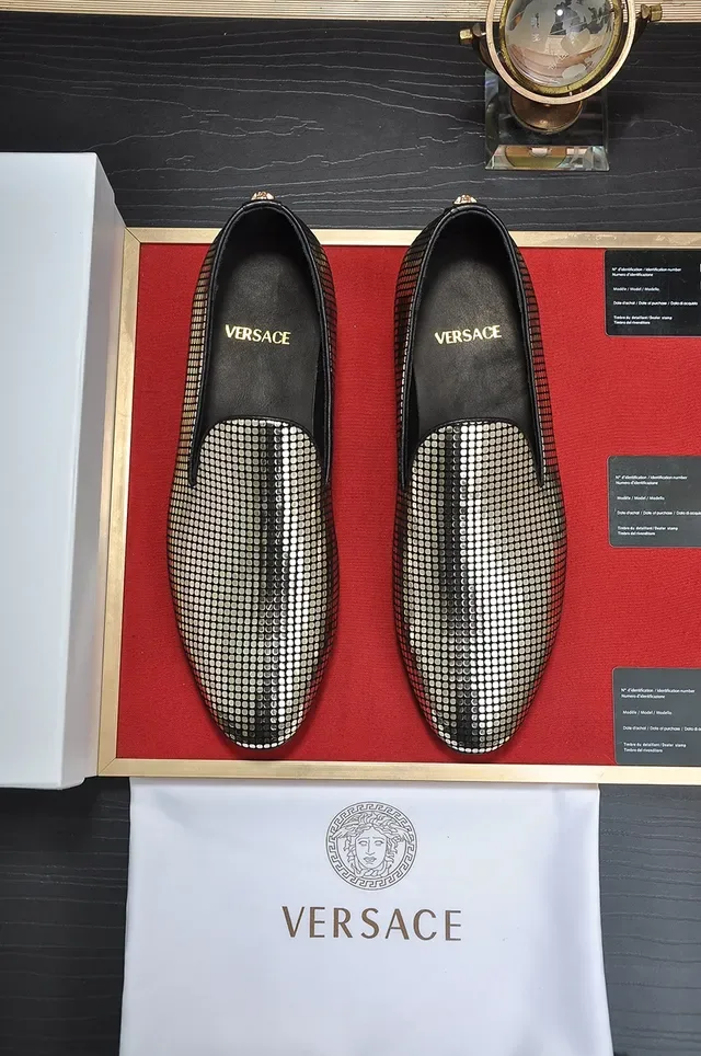 Versace Gold Red Metallic Mosaic Upper Slip-On Construction Loafer 4