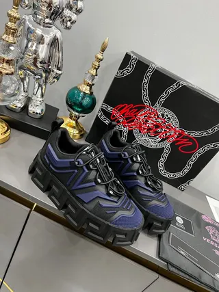 Versace Greca Odissea Black and Navy Chunky Sneakers 2