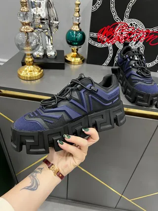 Versace Greca Odissea Black and Navy Chunky Sneakers 8