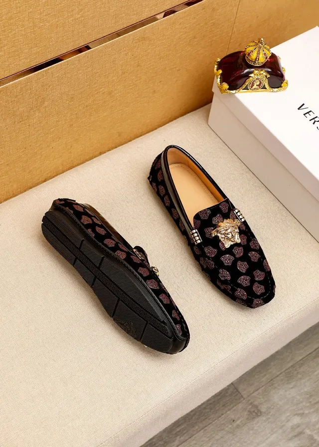 Versace Greca Odissea Black Velvet Medusa Loafers 9