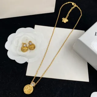 Versace Medusa moeda corrente ouro prata pingente colar