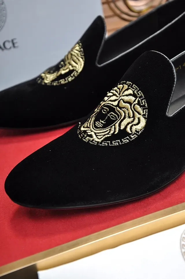 Versace Medusa Embroidered Velvet Loafers 2