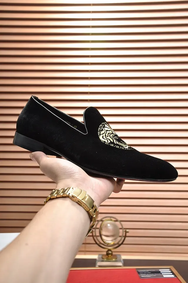 Versace Medusa Embroidered Velvet Loafers 4