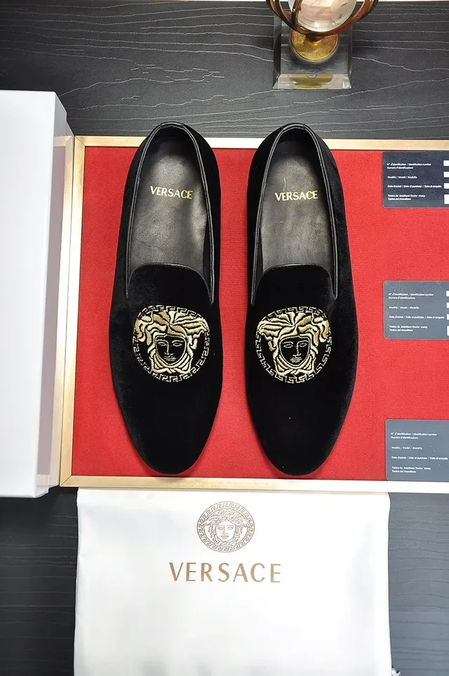 Versace Medusa Embroidered Velvet Loafers 5