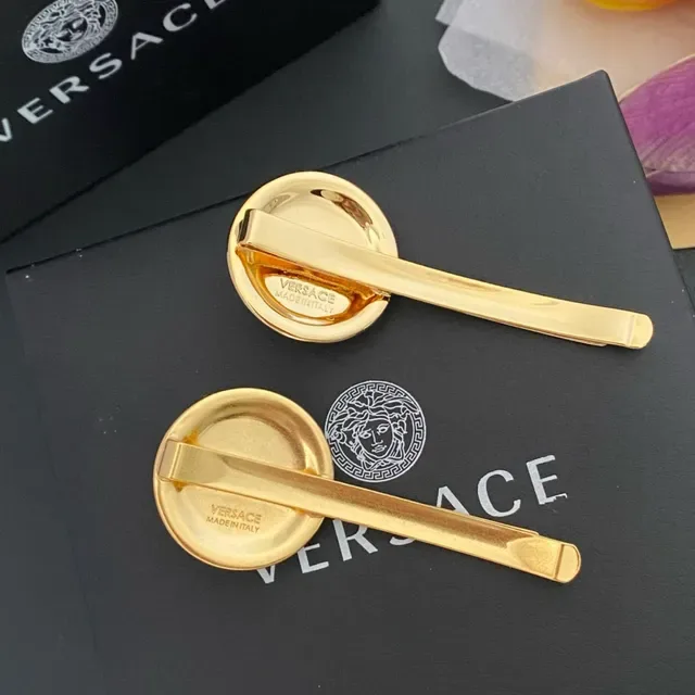 Versace Medusa Hair Clip Gold Polished and Matte Brooches 3