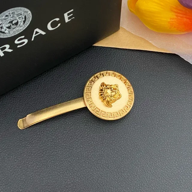Versace Medusa Hair Clip Gold Polished and Matte Brooches 4