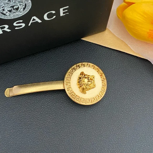 Versace Medusa Hair Clip Gold Polished and Matte Brooches 5