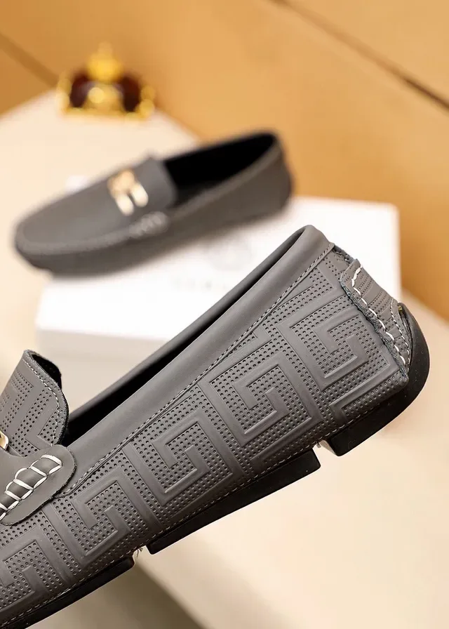 Versace Odissea Black Gold Embossed Greca Pattern Medusa Head Metal Buckle Loafer 3