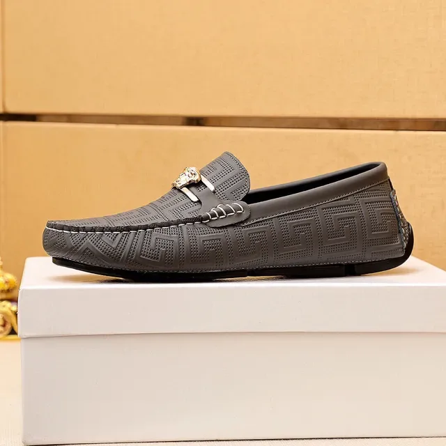 Versace Odissea Black Gold Embossed Greca Pattern Medusa Head Metal Buckle Loafer 5