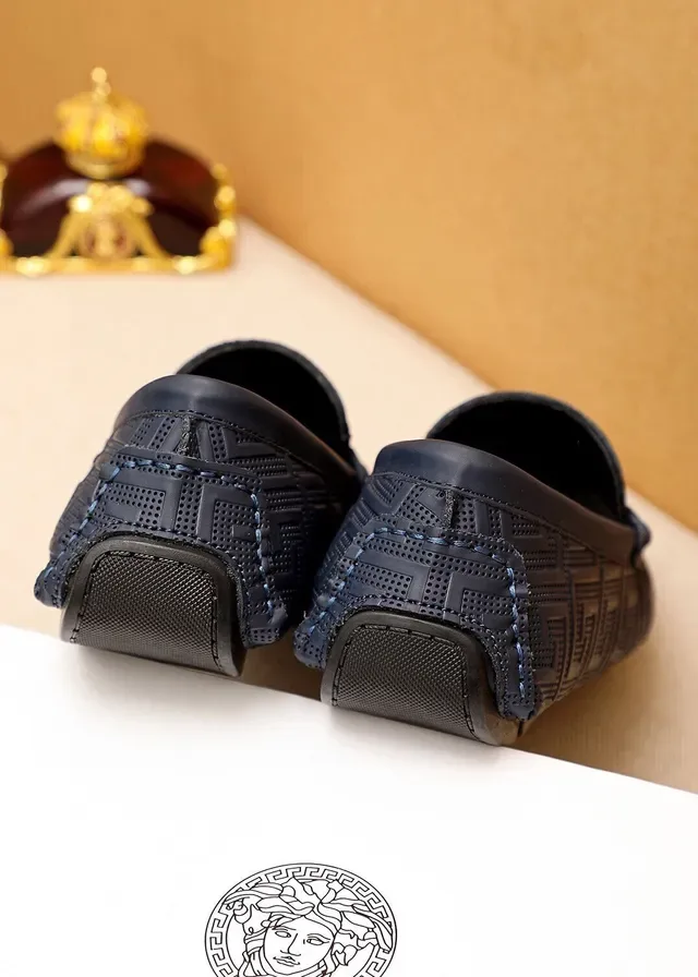 Versace Odissea Black Gold Embossed Greca Pattern Medusa Head Metal Buckle Loafer 11