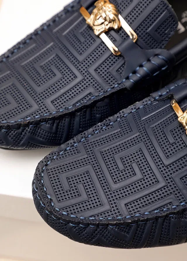 Versace Odissea Black Gold Embossed Greca Pattern Medusa Head Metal Buckle Loafer 13