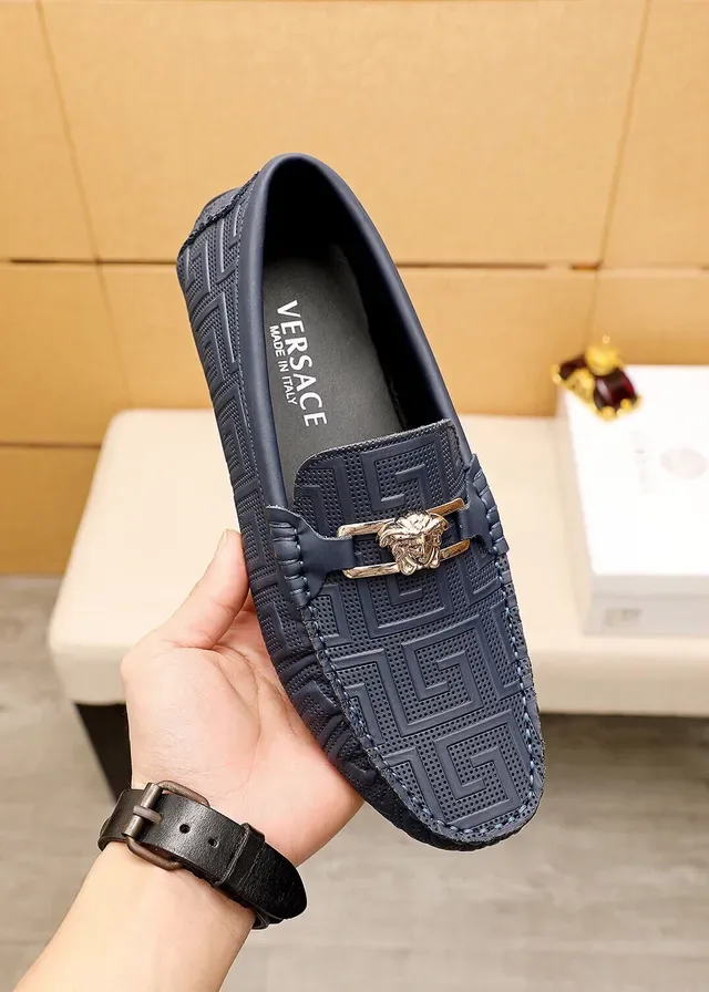 Versace Odissea Black Gold Embossed Greca Pattern Medusa Head Metal Buckle Loafer 15