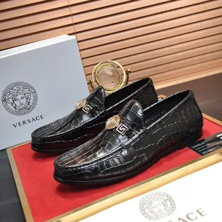 Versace Odissea मगरमछ त्वचा काला लोफर
