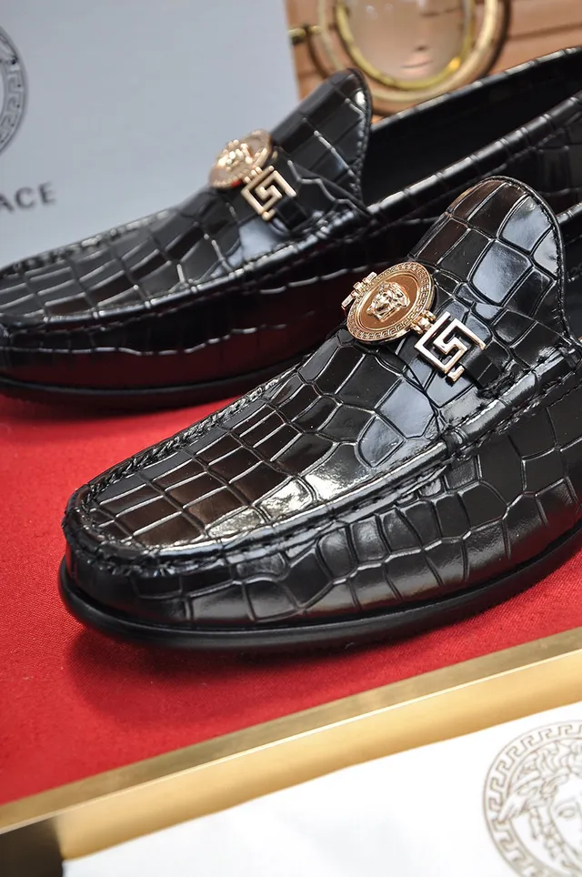 Versace Odissea Crocodilo Embossado Preto Mocassins 3