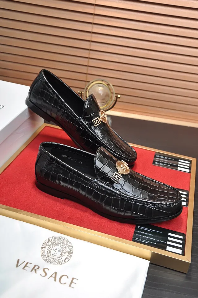 Versace Odissea Crocodilo Embossado Preto Mocassins 4