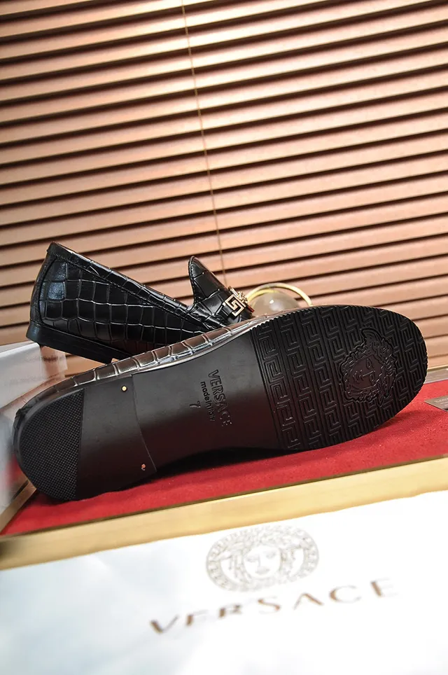 Versace Odissea Crocodilo Embossado Preto Mocassins 5