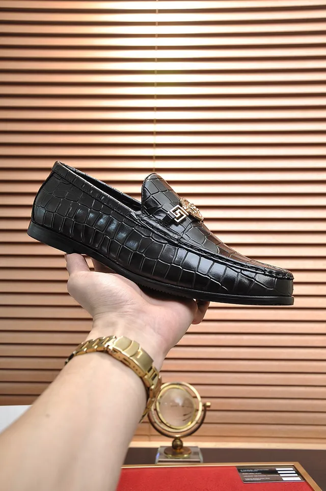Versace Odissea Crocodilo Embossado Preto Mocassins 7