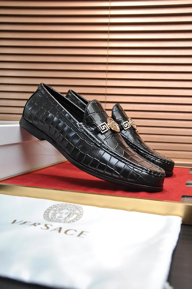 Versace Odissea Crocodilo Embossado Preto Mocassins 8