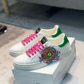 Versace Odissea सफेद गुलाबी हरा सजावटी जीवनशैली स्नीकर