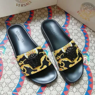 Versace Slide 黑色金色巴洛克 Medusa 拖鞋