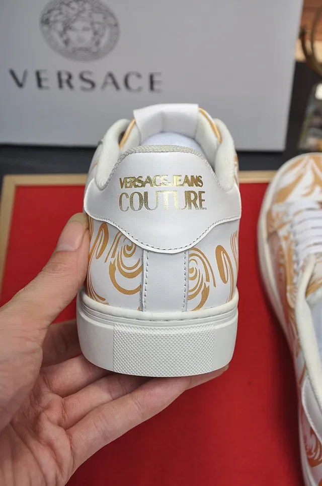 Versace White Gold Low-Top حذاء رياضي أسلوب حياة من جلد 2