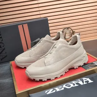 Zegna भूरा सूड बिना लेस जीवनशैली स्नीकर्स