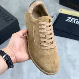 Zegna भूरा स्यूड लो-टॉप लाइफस्टाइल स्नीकर
