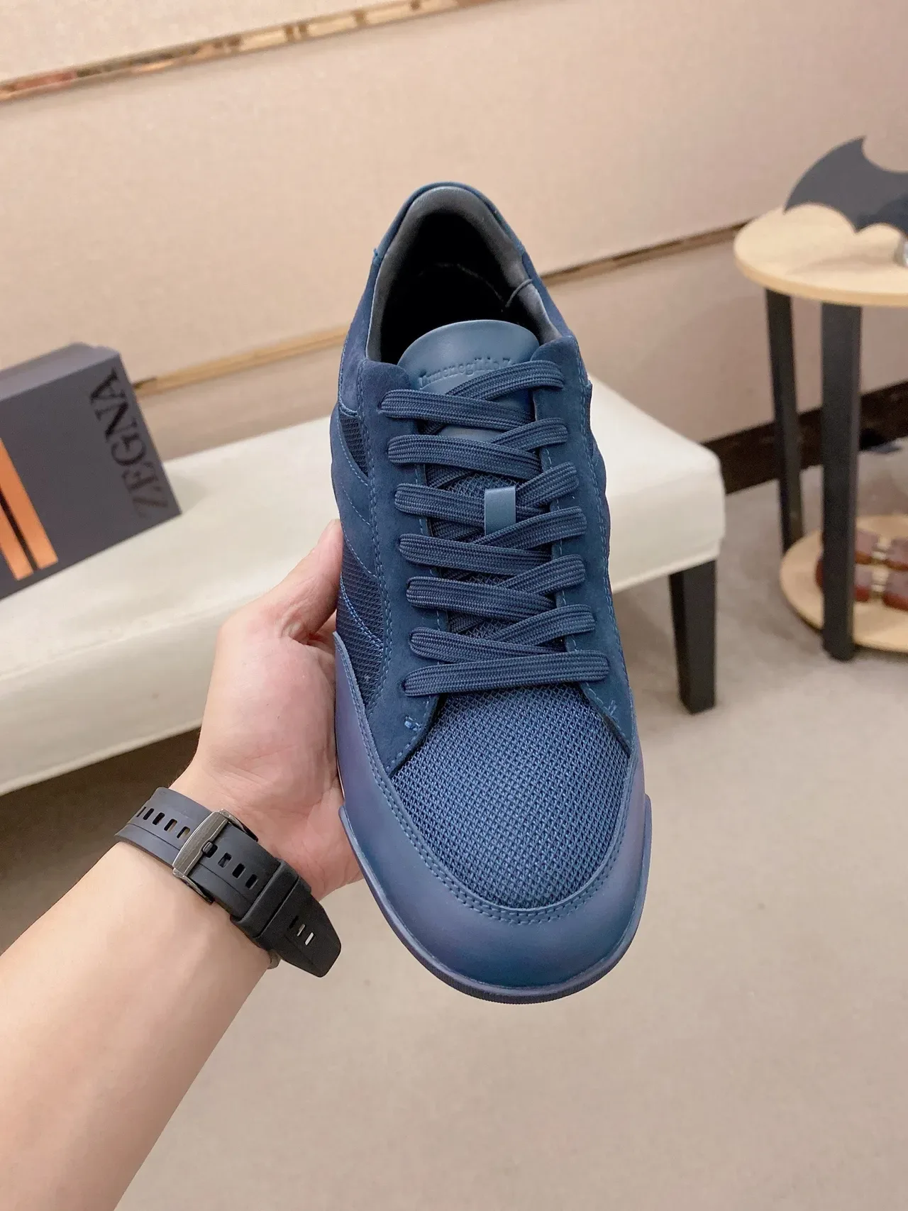 Zegna Blue Mesh and Smooth Panel Lifestyle Sneaker 2
