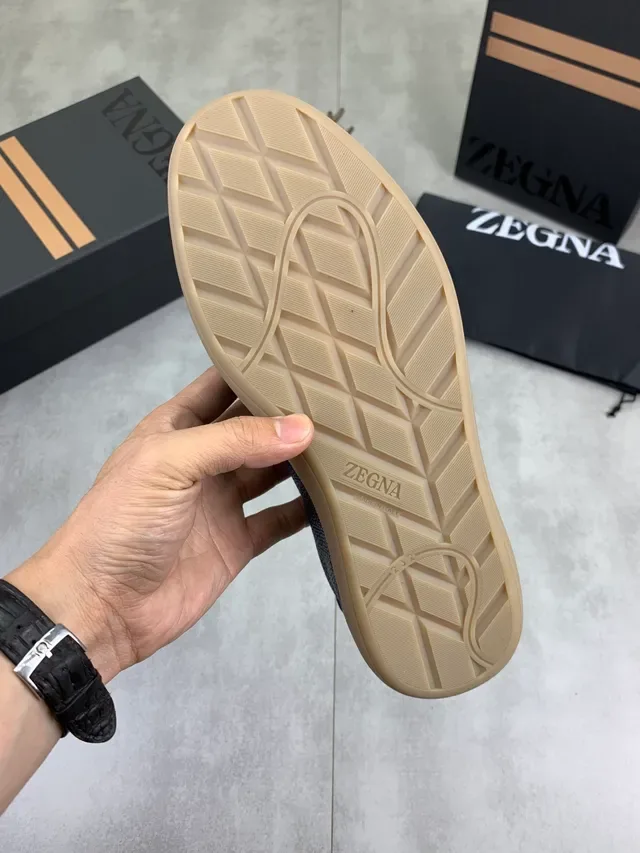 Zegna Zapatos Casuales de Cuero Pebbled Azul Suela de Goma 2