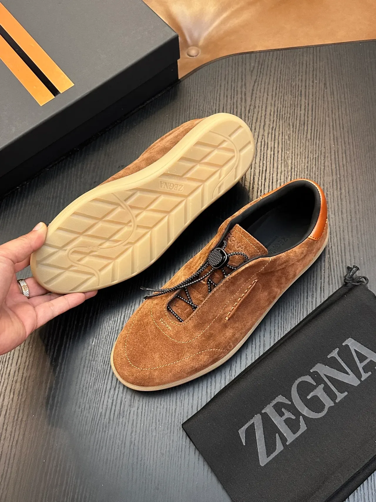 Zegna Zapato Casual Marrón de Ante con Cremallera 2