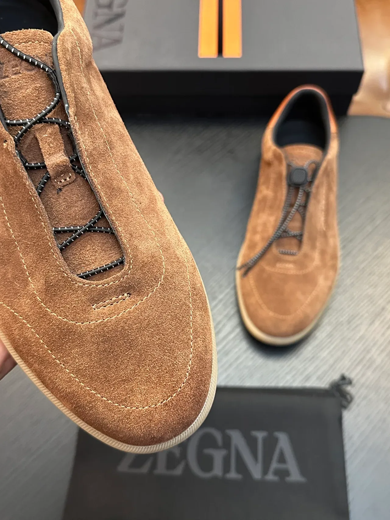 Zegna Zapato Casual Marrón de Ante con Cremallera 4