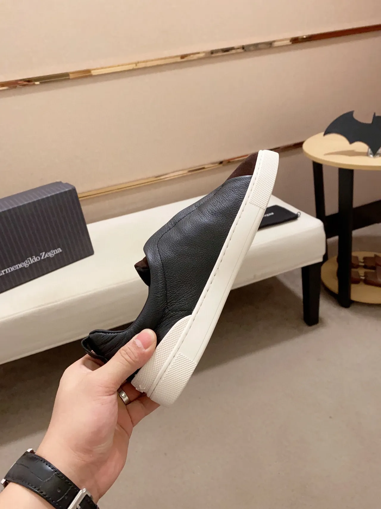 Zegna 双色皮革-麂皮一脚蹬生活方式运动鞋 5