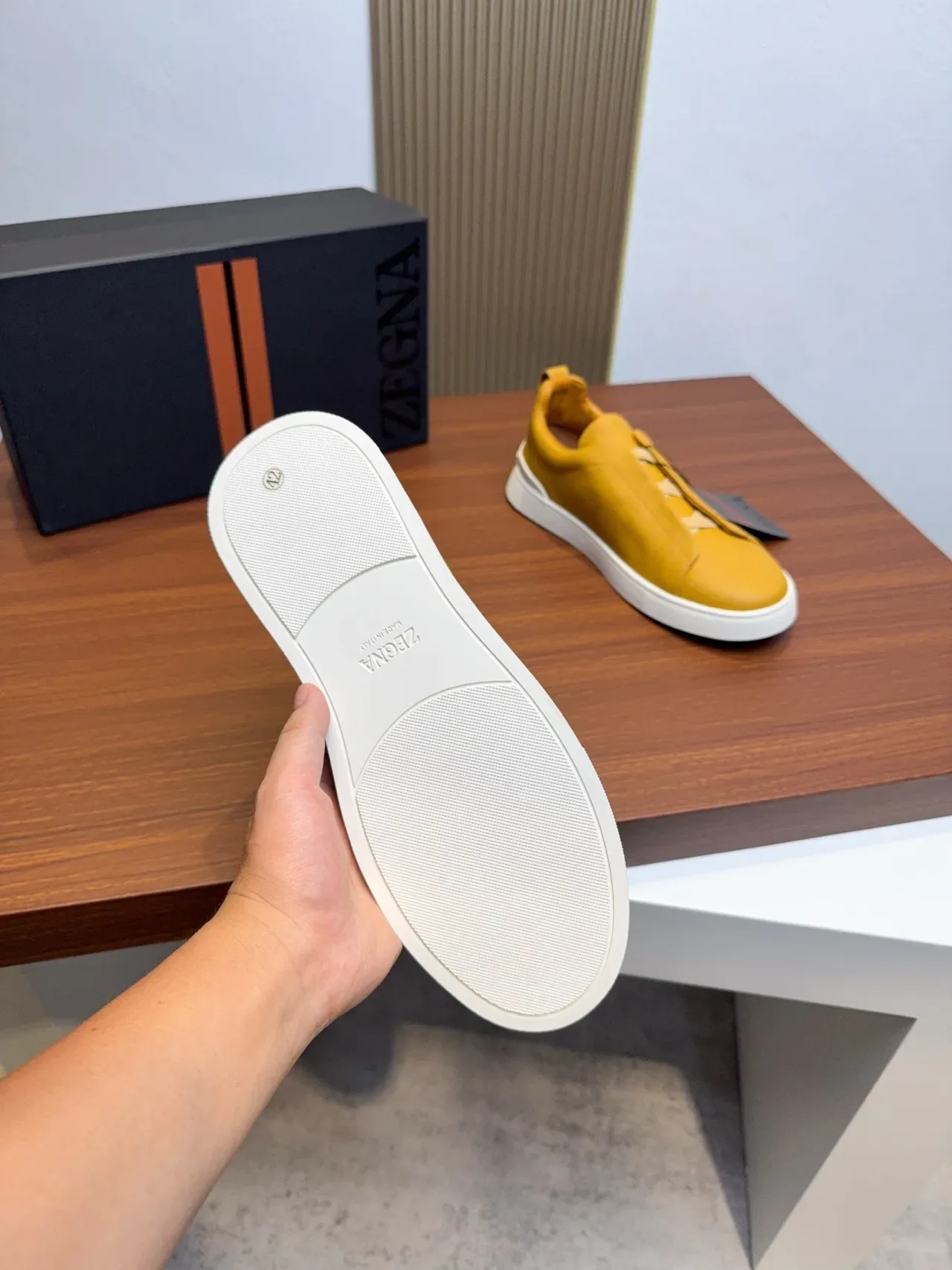 Zegna Sneakers Lifestyle en Cuir Jaune Slip-On 2