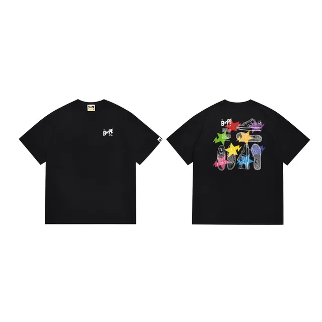 A Bathing Ape BAPE STA 图案印花黑色T恤 3