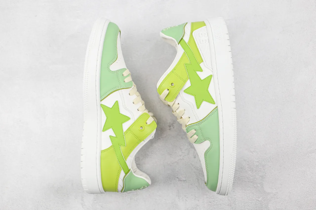 A Bathing Ape BAPE STA Zapatillas Lifestyle Verde Lima y Blanco 2