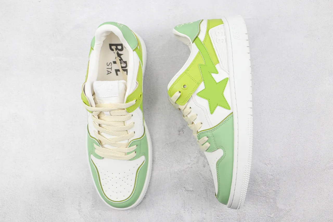 A Bathing Ape BAPE STA Zapatillas Lifestyle Verde Lima y Blanco 3