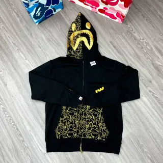 A Bathing Ape Shark Black Gold Full-Zip Hood Hoodie