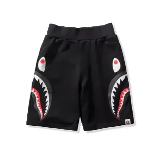 A Bathing Ape Shark Hoodie Black Red Mouth Graphic Elastic Waistband Shorts