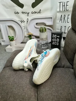 Adidas 350 V2 Blue White Knit Upper Gradient Colorway Lifestyle Sneakers 6