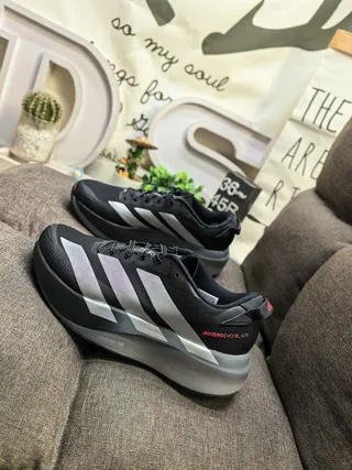 Adidas Adizero SLATR Chaussures de course noires argentées rouges 7