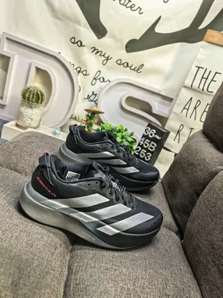 Adidas Adizero SLATR Chaussures de course noires argentées rouges 9