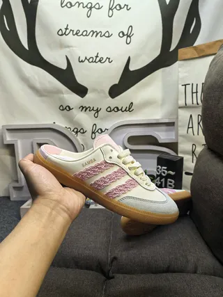 Adidas Bege Rosa Mule Sem Talão com Cadarços na Frente Loafer 5