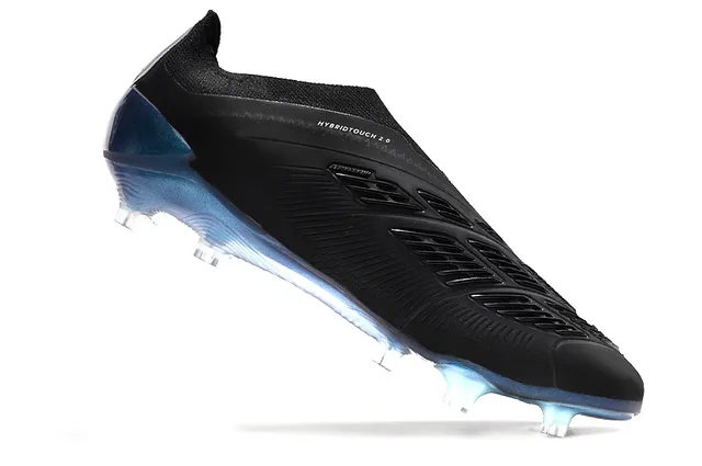 Adidas Noir Bleu Collet à ajustement chaussette Superposition de trois rayures Terrain ferme Chaussures de football 2