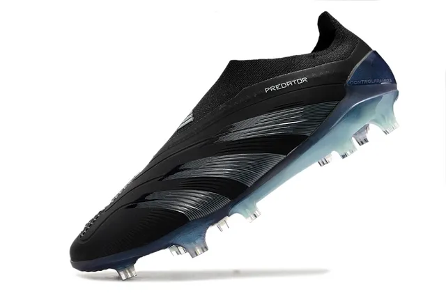 Adidas Noir Bleu Collet à ajustement chaussette Superposition de trois rayures Terrain ferme Chaussures de football 3