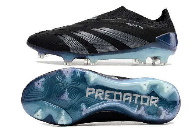 Adidas Noir Bleu Collet à ajustement chaussette Superposition de trois rayures Terrain ferme Chaussures de football 6