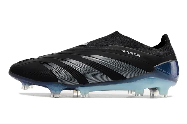 Adidas Noir Bleu Collet à ajustement chaussette Superposition de trois rayures Terrain ferme Chaussures de football 7