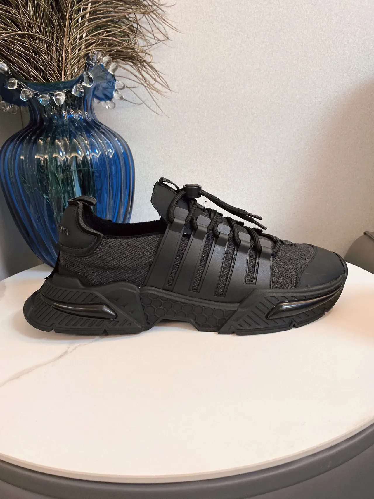 Adidas Black Monochrome Knit Upper Sneakers 4