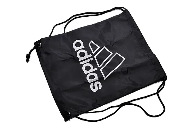 Adidas Black White Drawstring Closure Lightweight Synthetic Fabric Handbag 3