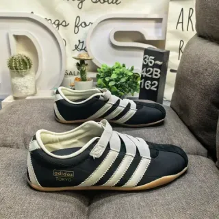 Adidas 黑白 無鞋帶 帶式扣閉 三條紋 生活風格運動鞋