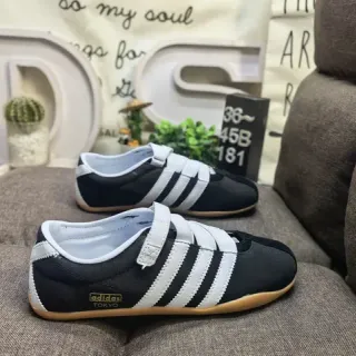 Adidas أسود أبيض بدون أربطة حزام فيلكرو أعلى القماش حذاء أسلوب حياة